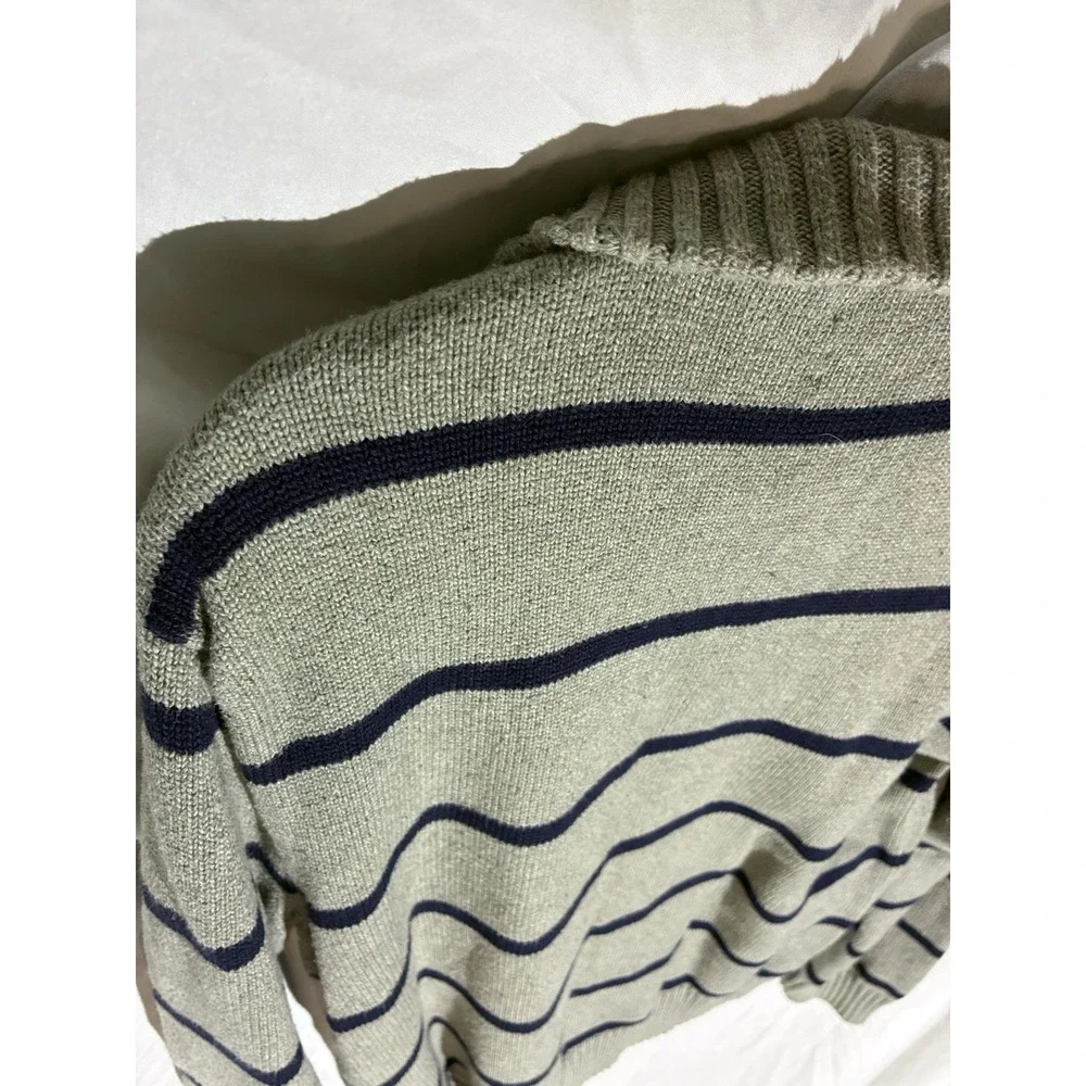 Polo Ralph Lauren Mens Gray Quarter Zip Pullover Pony Logo Striped L